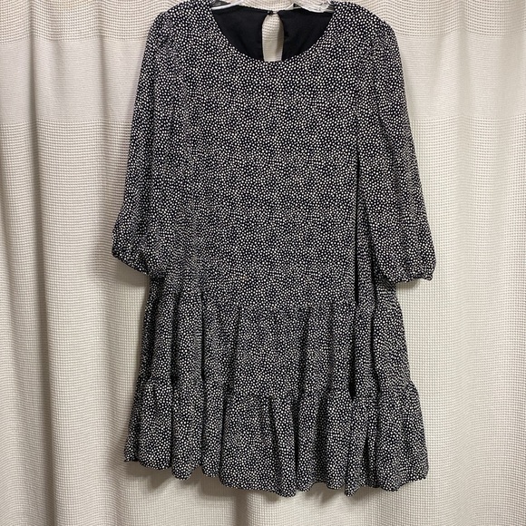 Zara The Helene dress SZ XXL mico dot Mini tiered Black/white puff sleeve FLAW - Picture 2 of 7